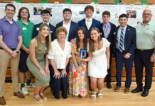 
			
				                                Eight Wyoming Area seniors where chosen as the 2025 recipients of the John Anthony ‘Beno’ Borzell Memorial Scholarship. Front row are Lyla Rehill; Mary Claire Borzell, Beno’s mother; Julianna Borzell Eramo, Beno’s sister; Addyson Dragwa. Back row: Sam Eramo, Beno’s brother-in-law; Nathanael Obrzut, Anthony DeLucca, Savino Sabatini, Paul Panek, Brady Kearns, Mario Belza, Jack Borzell, Beno’s father. 
                                 Tony Callaio | For Sunday Dispatch

			
		