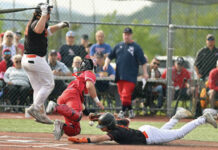 
			
				                                Palmyra’s Jonathan Meley steals home and is safe on an errant throw to the plate for the go-ahead run. Meley scored twice for Palmyra.
                                 Tony Callaio | For Times Leader

			
		