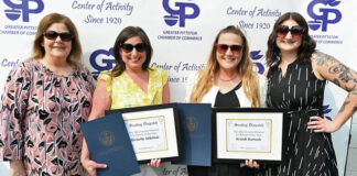 
			
				                                Michelle Mikitish and Brandi Bartush, president and director of operations, respectively, were presented plaques and citations in their name being honored as the 2024 Greater Pittston Co-Person of the Year sponsored by the Sunday Dispatch and Times Leader Media Group. Shown left to right: Diane McGee, Times Leader Advertising director, Mikitish, Bartush, Kelsey Decker, Times Leader sales rep.
                                 Tony Callaio | For Sunday Dispatch

			
		