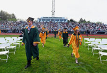 
			
				                                186 soon-to-be Wyoming Area graduates process into the Anthoy ‘Jake’ Sobeski Stadium, West Pittston, for the 2025 commencement on Friday evening.
                                 Tony Callaio | For Sunday Dispatch

			
		