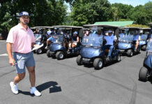 
			
				                                Dominic DeLuca, Penn State football team captain, Wyoming Area graduate and West Pittston native, checks off all the foursomes entered in the 1st Annual Dominic DeLuca Charity Golf Tournament held at Fox Hill Country Club in 2024.
                                 Tony Callaio file photo | For Sunday Dispatch

			
		