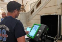 
			
				                                Luzerne County Council Chairman John Lombardo checks out one of four voting system options during Wednesday’s demonstration in the county courthouse in Wilkes-Barre. County officials are reviewing options for 2026 because the maintenance and support contract with the current supplier, Dominion Voting System, expires at the end of this year. Council will eventually decide whether to buy or lease a new system or negotiate an extended support contract with Dominion. In addition to Dominion, three other vendors demonstrated their systems Wednesday: Clear Ballot Group Inc., Election Systems and Software (ES&S) and Hart InterCivic. County Election Director Emily Cook said she is working on tallying price comparisons because figures from the bid report were not all based on the exact same equipment and terms.
                                 Jennifer Learn-Andes | Times Leader

			
		