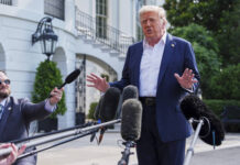 
			
				                                President Donald Trump speaks with reporters before departing the White House on Friday in Washington.
                                 AP Photo

			
		