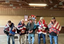
			
				                                Quilt of Valor recipients, from left: Salvatore Alaimo, Russell Canevari, James Gallagher, Andrew Victor and Scott Gross.
                                 Submitted Photo

			
		