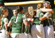 
			
				                                Greater Wyoming Area celebrates its win over Maine in the Little League Junior Softball East Region tournament at Wilkes University.
                                 Fred Adams | For Times Leader

			
		