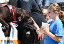 
			
				                                City of Pittston Police K9 Roxie zeroed in on Emy Pace’s lemonade on a hot day at Pittston Farmer’s Market on Tuesday. The market continues through the summer and fall.
                                 Tony Callaio | For Sunday Dispatch

			
		