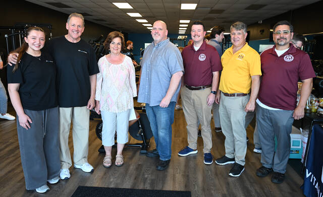 <p>Pittston Twp. government officials attended the ribbon-cutting ceremony at Aira Fitness at Pittston Crossings. From left: Ava DeMichele, Jim DeMichele, owner, Debbie Taroli, twp. supervisor, Joe Hawk, twp. supervisor, Kyle Rozitski, twp. business manager, PA State Rep. Jim Haddock, Thor Reompagel, twp. zoning officer.</p>
<p>Tony Callaio | For Sunday Dispatch</p>