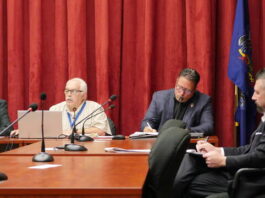 
			
				                                Luzerne County’s Ethics Commission voted Monday to seek county council approval for an ethics code change so two ethics complaints from June can be unsealed and processed. Commission members in attendance included, from left, county Administrative Services Division Head Jim Rose (the county manager’s designee), county Controller Walter Griffith and citizen Ben Herring. Commission Solicitor William Lawrence is seated at right.
                                 Jennifer Learn-Andes | Times Leader

			
		