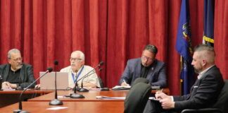 
			
				                                Luzerne County’s Ethics Commission voted Monday to seek county council approval for an ethics code change so two ethics complaints from June can be unsealed and processed. Commission members in attendance included, from left, county Administrative Services Division Head Jim Rose (the county manager’s designee), county Controller Walter Griffith and citizen Ben Herring. Commission Solicitor William Lawrence is seated at right.
                                 Jennifer Learn-Andes | Times Leader

			
		
