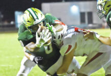 
			
				                                Wyoming Area’s Trustin Johnson blasts through for a 5-yard touchdown run against Crestwood in Friday night’s season-opener.
                                 Tony Callaio | For Times Leader

			
		