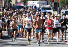 
			
				                                Over 200 runners and walkers take off at the starting line, after time was counted down by Pittston Mayor Michael Lombardo, for the annual Pittston Tomato Festival 5K Walk & Race on Saturday.
                                 Tony Callaio | For Times Leader

			
		