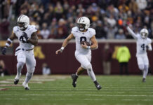
			
				                                Penn State linebacker Dominic DeLuca (0) will be taking snaps at two different linebacker spots this season, which will require the Wyoming Area grad to switch between helmets — one with a radio and one without — depending on the spot.
                                 AP File Photo

			
		