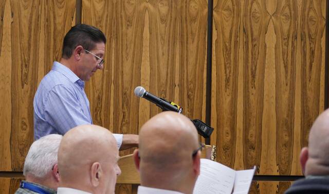 131773216_web1_zola
Sugarloaf Twp. resident John Zola urged Luzerne County Council on Tuesday to impose a southern county tax break moratorium, arguing the potential loss of additional customers could put pressure on PPL Electric Utilities to change the route of its planned 12-mile, 500kV transmission line cutting through Nescopeck, Black Creek, Sugarloaf and Hazle townships. The moratorium did not pass.
Jennifer Learn-Andes | Times Leader