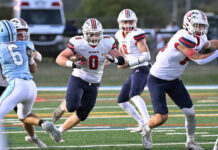 
			
				                                Pittston Area’s Brody Spindler (0) hits a huge hole to gain 12 yards against home team Dallas Area on Friday night.
                                 Tony Callaio | For Sunday Dispatch

			
		