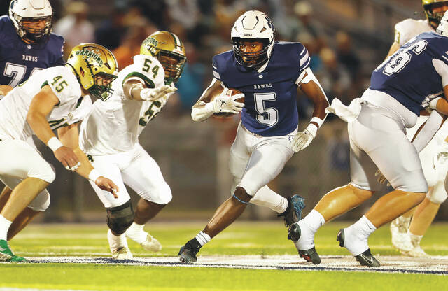 131812045_web1_ber_wy4_faa
WVC leading rusher TyMeere Wilkerson had room to run again on Friday night as the Berwick running back topped 200 yards and scored two touchdowns in a win over Wyoming Area at Crispin Field.
Fred Adams | For Times Leader