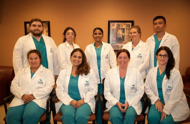131825770_web1_Screenshot-2025-10-02-142644
Luzerne County Community College honored its graduating Surgical Technology students at a special pinning ceremony on Friday, Aug. 8. From left, first row: Adrianna Fernandez, Berwick; Nadia Delicati, Dalton; Jessica Thomas, Shavertown; Lacey Souders, Jermyn. Second row: Johnny Bossler, Mt. Carmel; Ayla Espinoza, Wilkes-Barre; Rosemary Marte, Wilkes-Barre; Jenna Franklin, Hunlock Creek; and Reggie Nazarro, Avoca.
Submitted Photo