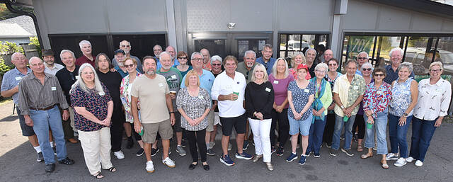 131847539_web1_WA-Class-of-1973-70th-bday
Members of the Wyoming Area High School Class of 1973 gather on Oct. 4 at Murphys Pub in Swoyersville. From left, first row: Beth Rutkowski, Bernie Serbin, Alberta Mazonis Searfoss, Dave Amico, Rebecca Rowlands Chernicky, Helen Savitsky Guilford, Kathy Reilly Martinez, Jill Smith Space, Freddie Melvin, Raline Mastruzzo Center, Mariann Alfano Liberati and Nancy Krause LaNunziata. Second row: Mike Marancik, Lou Palmeri, Mike Lizza, Warren Stahl, Brenda Dymond Bitters, Alvin Bauman, Alan Freed, Dotty Martin, Gus Alfano, Joyce Matreselva Kubiak, Michele Mulvey Mlieczynski, Bonnie Edwards Fox, Jed Drogalis. Third row: Dave Emanuel, Mark Lacina, Bob Black, Dave Socash, Frank Gubbiotti, Dave Gravell, Linda Hughes Rudick, Elmer Hurrey, Jeff Davis, Bob Yonki, Drew Whyte, Oscar Jurosky.
Tony Callaio | For Sunday Dispatch