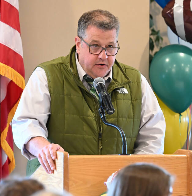 <p>Wyoming Area Superintendent Dr. Jon Pollard wished everyone well in the Wyoming Area/Pittston Area football game.</p>
                                 <p>Tony Callaio | For Sunday Dispatch</p>