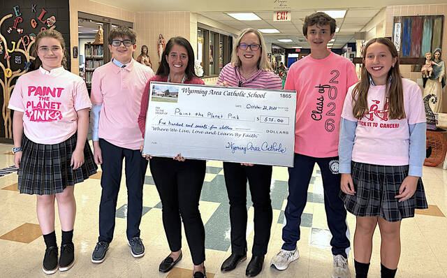 Wyoming Area Catholic Builders Club holds fundraiser for Paint the Planet Pink