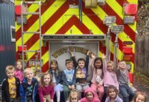 
			
				                                Members of the preschool day care class are shown with the West Wyoming Fire Dept. #1 firetruck, from left, first row: Michael Padavan, James Burke, Isla Jendrzejewski, Maison Speace, Wren DeCavage, Eleanore Ide, Emilia Pacchioni, Second row: Bianca Yakus, Emma Sorick, Rudy Mazar, Cole Farrell, Adeline DeMark, Isabelle Mohn, Joseph Krogulski.
                                 Submitted Photo

			
		