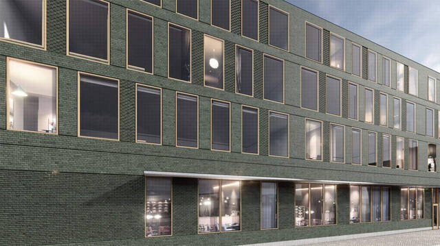 <p>Shown is the Kennedy Blvd. side of the future parkade with housing, retail, and a grocery store.</p>
<p>Submitted Artwork</p>