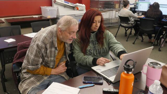 131928796_web1_alyssadan.
Luzerne County Election Board members Daniel Schramm and Alyssa Fusaro, shown during last weeks post-election adjudication, said they wont be seeking reappointment when their terms expire the end of this year. County Council must fill both seats one Republican and the other Democrat on the five-citizen volunteer board in early 2026.
Jennifer Learn-Andes | Times Leader
