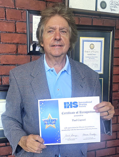 131933133_web1_Paul-Capriari-Award
Paul Caprari, Pittston, was recently recognized by the International Hearing Society for his 50-year membership.
Submitted photo