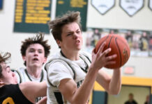 
			
				                                Luke Kopetchny hauls down an offensive rebound in first-half action against Lake-Lehman on Jan. 28.
                                 Tony Callaio file photo | For Sunday Dispatch

			
		