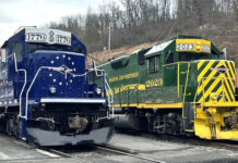 
			
				                                The freshly painted SD40-2 #1776 engine, left, poses at Jim Thorpe Yard next to the usual power for the Pittston excursions.
                                 Submitted Photo

			
		