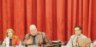 
			
				                                Luzerne County Council Vice Chairman Brian Thornton, at center, explains reasons he was voting against the county’s 2026 budget Tuesday. Councilwoman LeeAnn McDermott and council Chairman John Lombardo are seated on either side.
                                 Jennifer Learn-Andes | Times Leader

			
		