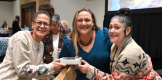 
			
				                                Laura Carter, left, of My Sisters Granola, Brandi Bartush, Greater Pittston Chamber of Commcerce, and Danielle Crisano, Domestick Godess Goods, right, pause for a photo at the Greater Pittston Womens Clubs annual Holiday Party and Marketplace.
                                 Tony Callaio | For Sunday Dispatch

			
		