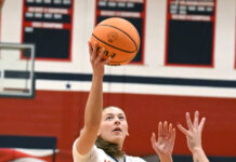 
			
				                                Lili Hintze (21) is on her way to scoring two of her 15 first-half points against Crestwood at home.
                                 Tony Callaio | For Times Leader

			
		