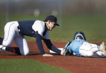 
			
				                                Pittston Areas Silvio Giardina tags out Brady Mizzerof Dallas in the second inning on April 9.
                                 Fred Adams file photo | For Sunday Dispatch

			
		