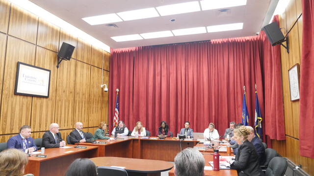 <p>The reorganized Luzerne County Council was seated together for the first time Monday evening with four new members.</p>
<p>Jennifer Learn-Andes | Times Leader</p>