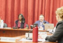 
			
				                                Luzerne County Councilman Jimmy Sabatino speaks moments after he was named the new council chairman Monday night. Also in the photo, from left, are Council members LeeAnn McDermott, Dawn Simmons, and Joanna Bryn Smith.
                                 Jennifer Learn-Andes | Times Leader

			
		