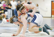 
			
				                                Pittston Areas Ethan Aftewicz, top, wrestles for position over Berwicks Jacob Guerriero in the 152-pound final at Saturdays WVC Wrestling Championships. Aftewicz won the gold medal, and Pittston Area won the team title for a second straight year.
                                 Tony Callaio | For Sunday Dispatch

			
		