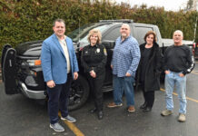 
			
				                                Pittston Twp. was awarded a new 2024 Chevrolet Silverado police cruiser, courtesy of a 2024 Byrne Justice Assistance Grant, through the Luzerne County District Attorneys Office. From left: Luzerne County District Attorney Samuel M. Sanguedolce, Pittston Twp. Chief of Police Lena Angelella, Pittston Twp. Supervisors Joseph Hawk Jr., Deborah Taroli, and David Slezak.
                                 Tony Callaio | For Sunday Dispatch

			
		