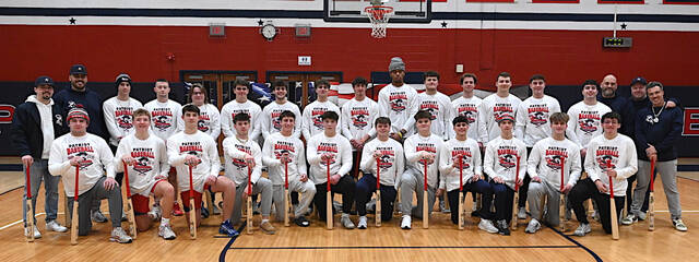 <p>Shown is the Pittston Area 2025 District 2 5A championship team, complete with gifted bats, rings, and t-shirts.</p>
<p>Tony Callaio | For Sunday Dispatch</p>