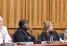 
			
				                                Luzerne County Council members (from left) Steve Coslett, Dawn Simmons, LeeAnn McDermott, and Patty Krushnowski listen to a colleague speak during Tuesdays meeting.
                                 Jennifer Learn-Andes | Times Leader

			
		