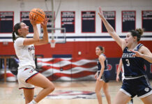 
			
				                                Lili Hintze, left, drives the baseline to score two of her 8 first-half points against Berwick on Wednesday, Jan. 14.
                                 Tony Callaio | For Sunday Dispatch

			
		