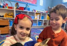 
			
				                                Grace Serafin and Ezra Chavez hold and pet the joey.
                                 Submitted Photo

			
		