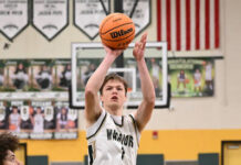 Wyoming Area boys basketball clinches tie for first place in Division 2
Wyoming Areas Luke Kopetchny scored 15 of the 29 first-half points for the Warriors against Hanover Area.
Tony Callaio | For Times Leader