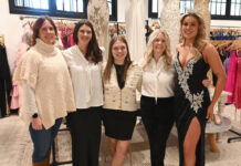 Miss Pennsylvania appears at Showroom56
Sally Van Scoy, owner of Showroom56 had her staff on hand as prom season approaches, when high school students begin their hunt for the proper gown. From left: Kim Sweeney, Jennifer Casey, Kayla Henkel, Van Scoy, and the reigning Miss Pennsylvania Victoria Vespico.
Tony Callaio | For Sunday Dispatch