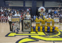 
			
				                                Cameron Parker was honored before Thursdays Old Forge game for scoring his 1,000th career point in the previous outing.
                                 Submitted Photo

			
		