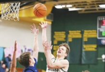 
			
				                                Wyoming Area junior Luke Kopetchny (3) tosses in a 2-pointer as he is surrounded by a host of Valley View Cougars at Wyoming Area on Tuesday evening.
                                 Tony Callaio | For Times Leader

			
		