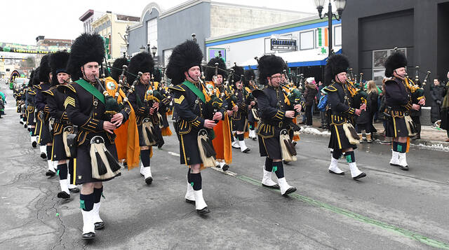 <p>The New York Police Dept. Emerald Society bagpipe and drum corp. were invited guests of the St. Patrick’s Day Parade in Pittston several years ago.</p>
<p>Tony Callaio file photo | For Sunday Dispatch</p>