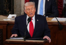 
			
				                                President Donald Trump delivers the State of the Union address to a joint session of Congress in the House chamber at the U.S. Capitol in Washington, Tuesday, Feb. 24, 2026.
 
			
		