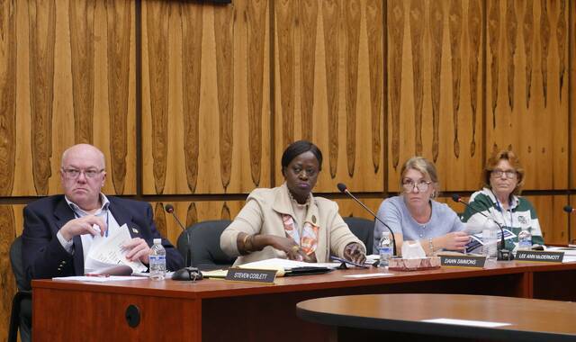 <p>Listening to a speaker at last week’s meeting are Luzerne County Council members Steve Coslett, Dawn Simmons, LeeAnn McDermott, and Patty Krushnowski.</p>
<p>Jennifer Learn-Andes | Times Leader</p>