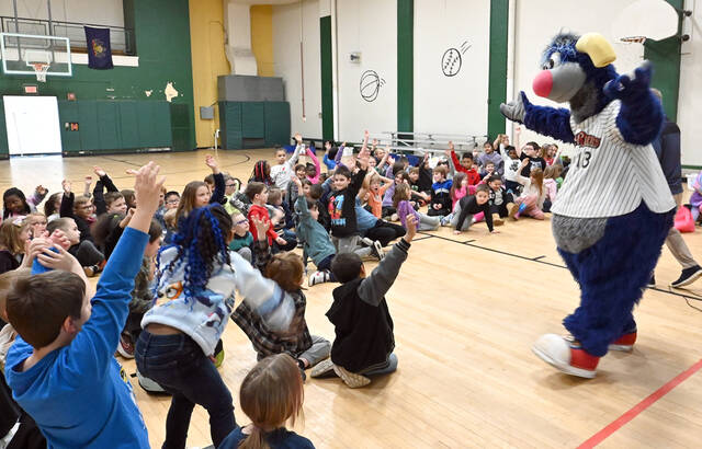 <p>Everyone loves Champ as second grade students at Wyoming Area Primary Center entertain visitors from the Scranton/Wilkes-Barre RailRiders.</p>
<p>Tony Callaio | For Sunday Dispatch</p>