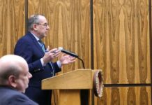Luzerne County Council discusses Wilkes-Barre Twp. tax break extension request
Wilkes-Barre Attorney Francis Hoegen appeared before Luzerne County Council this week, advocating for a real estate tax break construction deadline extension for a Wilkes-Barre Twp. warehouse project. Township Solicitor John Rodgers is seated in the foreground.
Jennifer Learn-Andes | Times Leader
